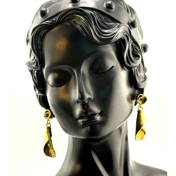 Karine Sultan 24K Gold Plated Artistic Dangle Earrings - Picture 1 of 3